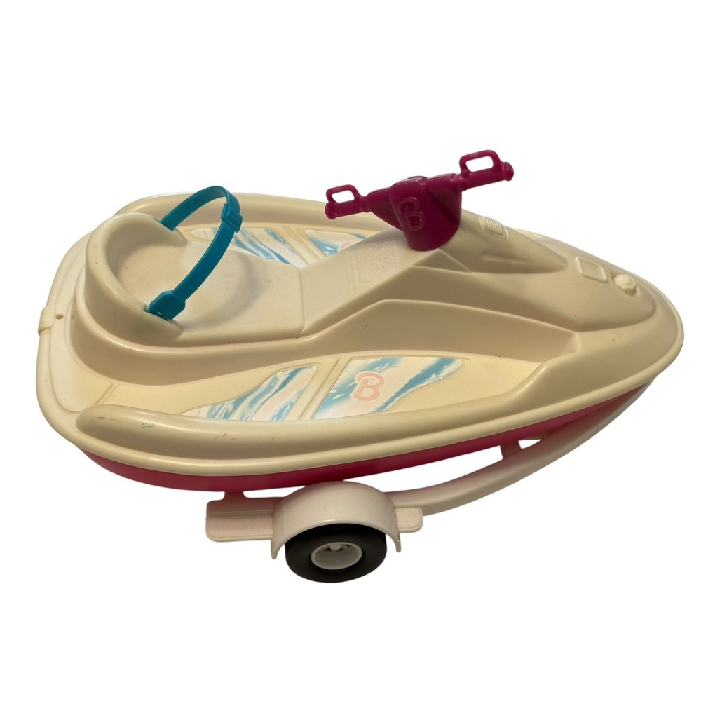 Vintage 1999 Barbie Splash & Fun Jet Ski Wave Runner Trailer Mattel Pink